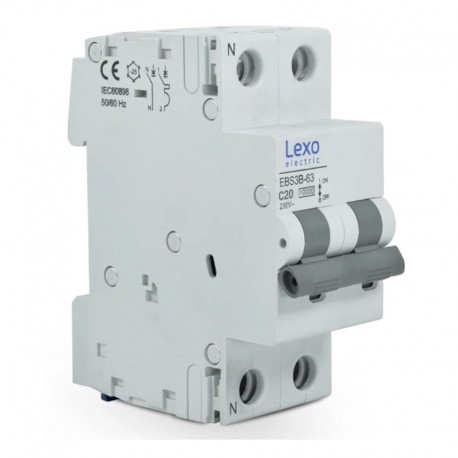 INTERRUPTOR AUTOMATICO LEXO 2X20A 10kA C