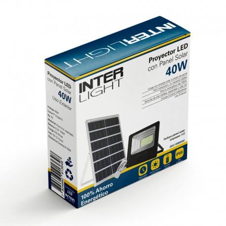 PROYECTOR LED SOLAR+PANEL SOLAR 40W INTERLIGHT