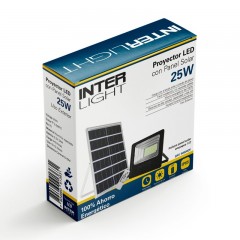 PROYECTOR LED SOLAR + PANEL SOLAR 25W INTERLIGHT